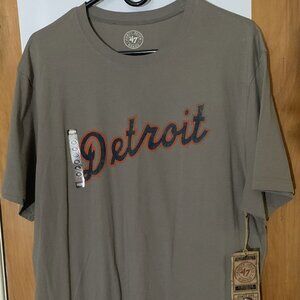 47 Forty Seven Brand Mens XL Detroit Tigers T-Shirt NWT Detroit Script Grey